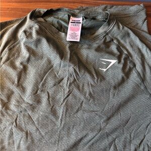 Gymshark Men’s Olive Crew Neck Performance Tee with White Logo